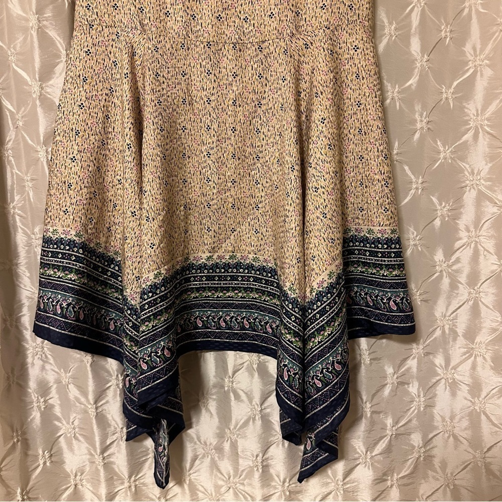 Veronica Beard Natalija Silk Handkerchief Hem Midi Skirt Cream Abstract Print - Picture 5 of 12